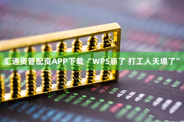 汇通资管配资APP下载 “WPS崩了 打工人天塌了”